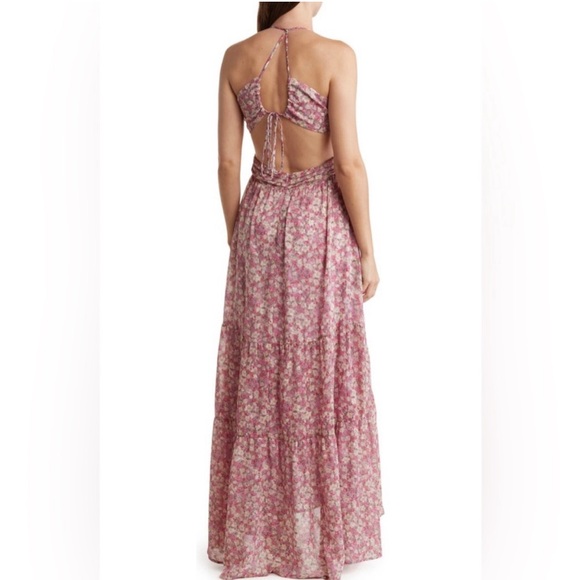 ASTR the Label Sleeveless Floral Print Maxi Dress Pink Size Medium - Picture 3 of 3